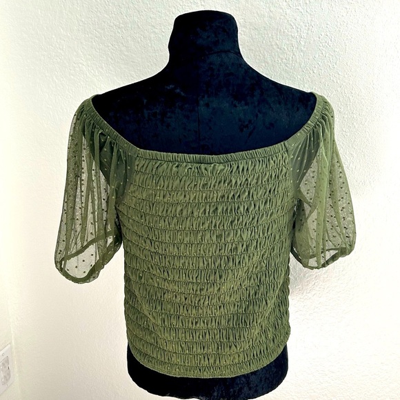 Torrid Dot Mesh Square Neck Smocked Crop Top - Picture 4 of 8